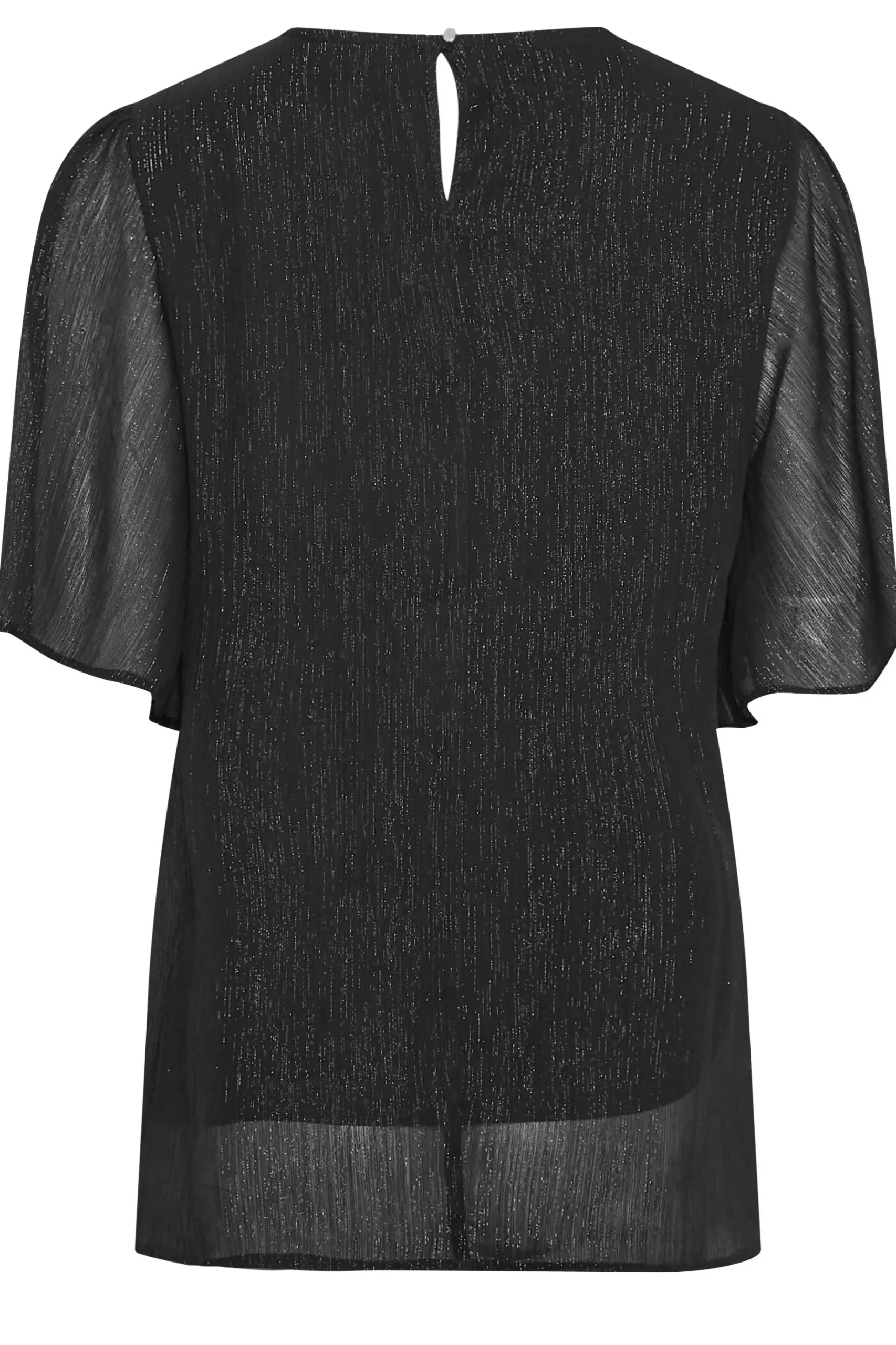 M&Co Womens M&Co Black Metallic Angel Sleeve Blouse