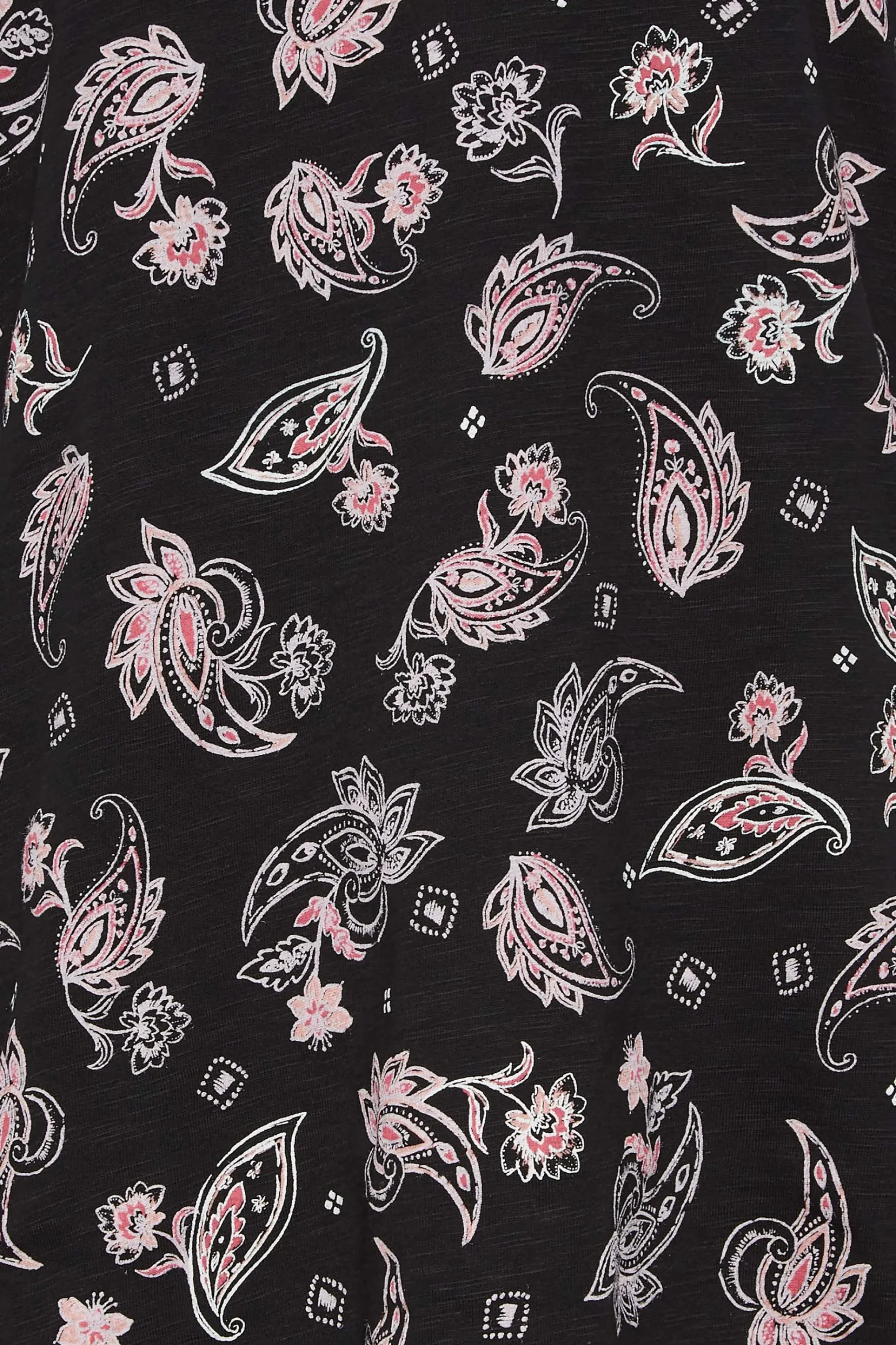M&Co Womens M&Co Black Paisley Print Notch Neck Cotton T-Shirt