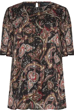 M&Co Womens M&Co Black Paisley Print Angel Sleeve Blouse