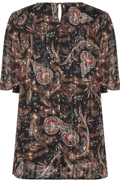 M&Co Womens M&Co Black Paisley Print Angel Sleeve Blouse