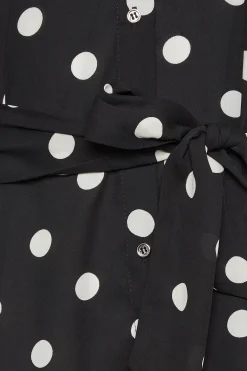 M&Co Womens M&Co Black Polka Dot Tie Belt Shirt