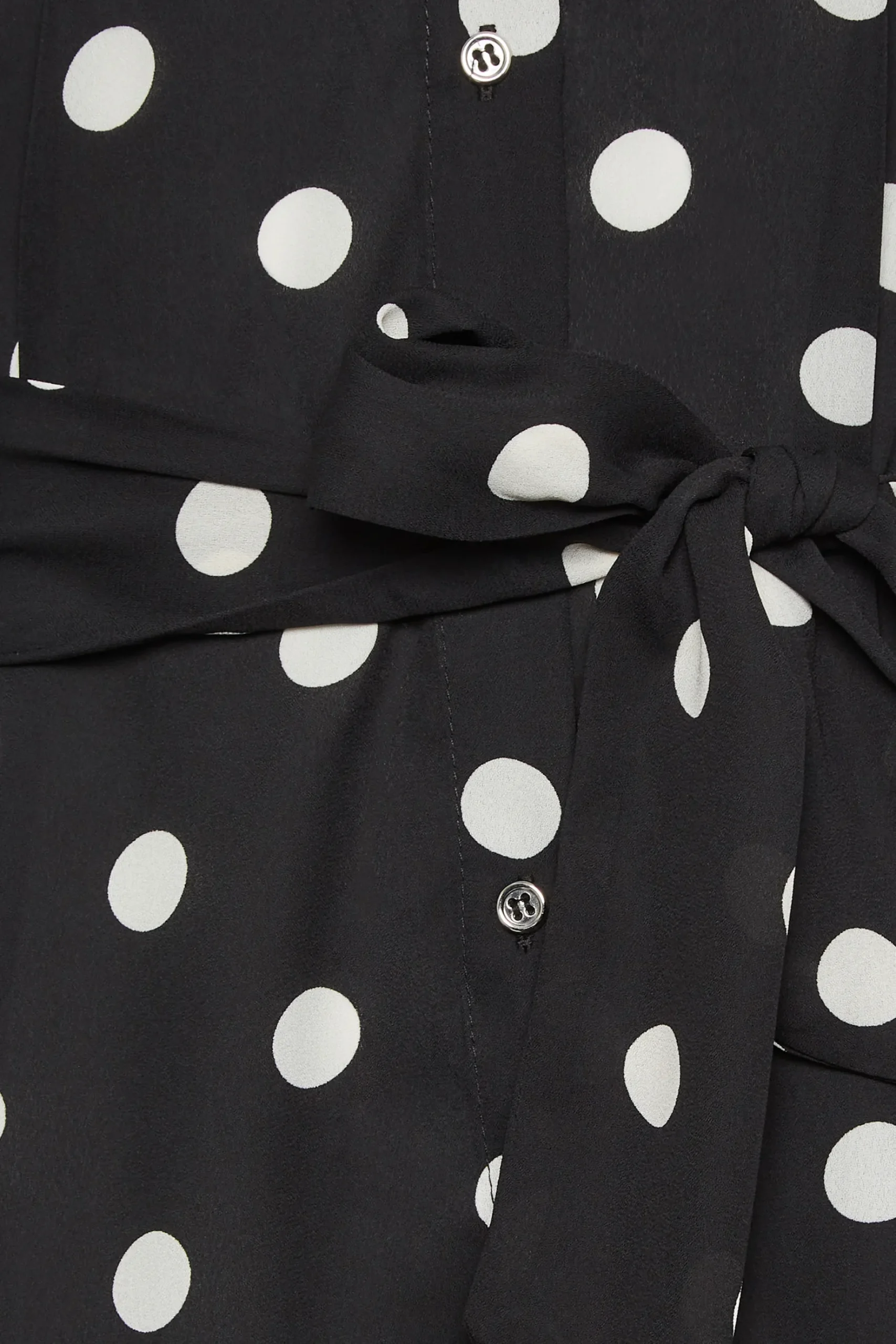 M&Co Womens M&Co Black Polka Dot Tie Belt Shirt