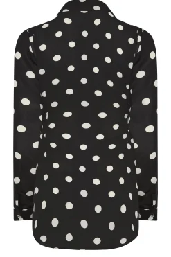 M&Co Womens M&Co Black Polka Dot Tie Belt Shirt
