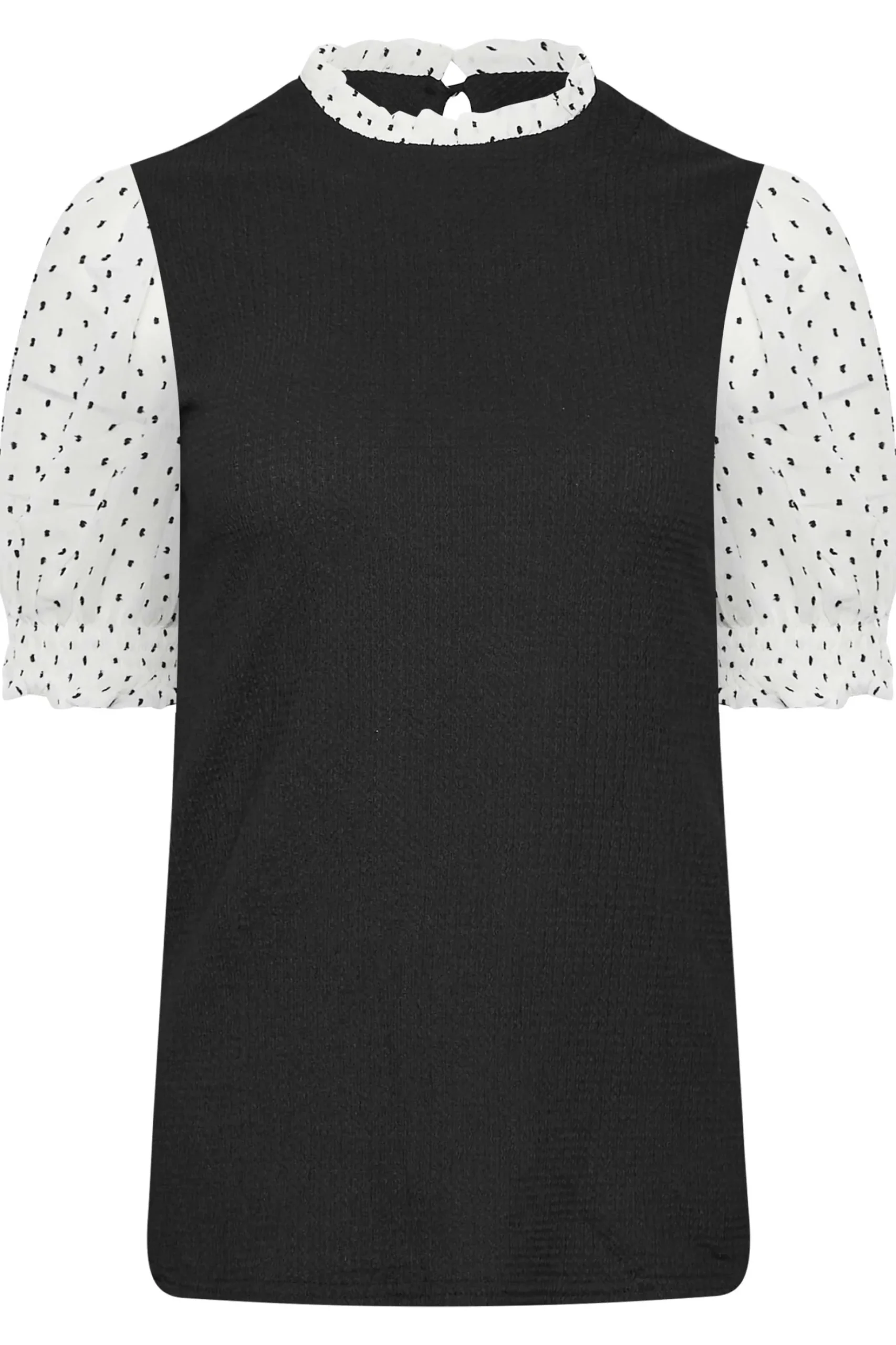 M&Co Womens M&Co Black Polka Dot Sleeve Blouse