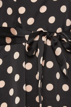 M&Co Womens M&Co Black Polka Dot Print High Neck Tunic Blouse