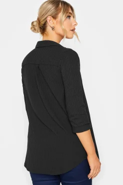M&Co Womens M&Co Black Ribbed V-Neck Shirt