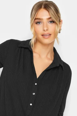 M&Co Womens M&Co Black Ribbed V-Neck Shirt