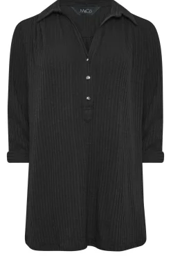 M&Co Womens M&Co Black Ribbed V-Neck Shirt