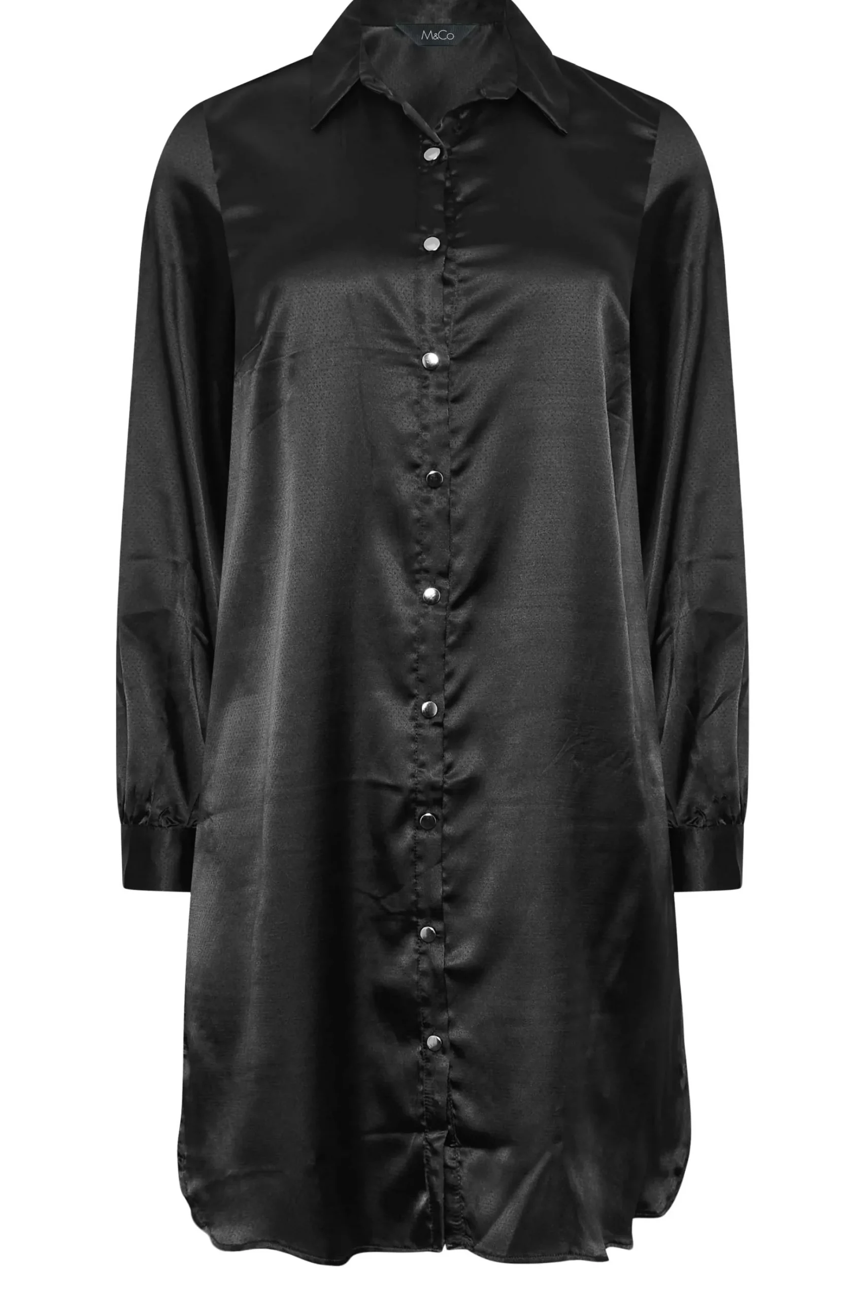 M&Co Womens M&Co Black Satin Dipped Hem Shirt