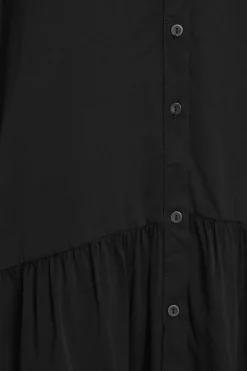 M&Co Womens M&Co Black Satin Frill Hem Shirt