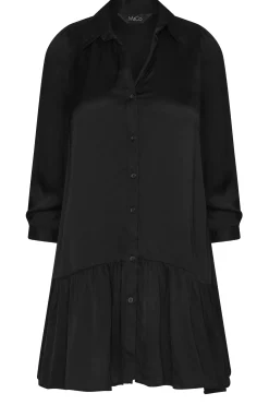 M&Co Womens M&Co Black Satin Frill Hem Shirt