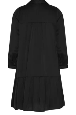 M&Co Womens M&Co Black Satin Frill Hem Shirt