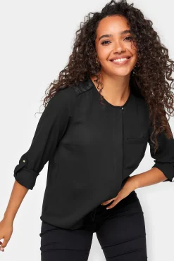M&Co Womens M&Co Black Satin Contrast Panel Shirt