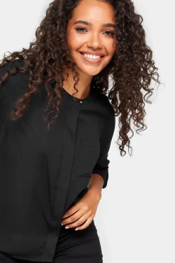 M&Co Womens M&Co Black Satin Contrast Panel Shirt