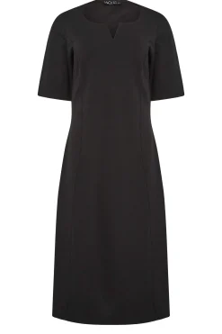 M&Co Womens M&Co Black Scuba Notch Neck Midi Dress