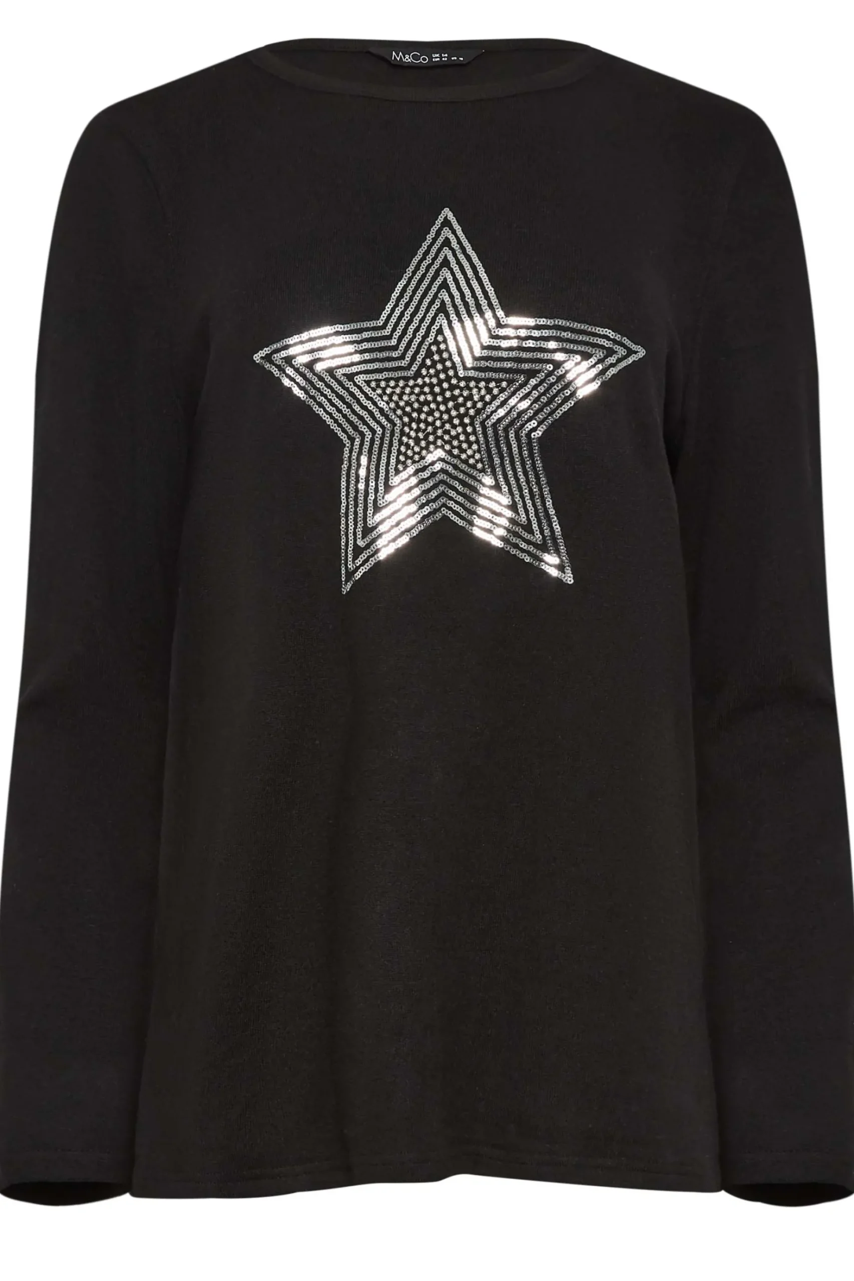 M&Co Womens M&Co Black Sequin Star Soft Touch Jumper