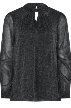 M&Co Womens M&Co Black Shimmer Keyhole Blouse