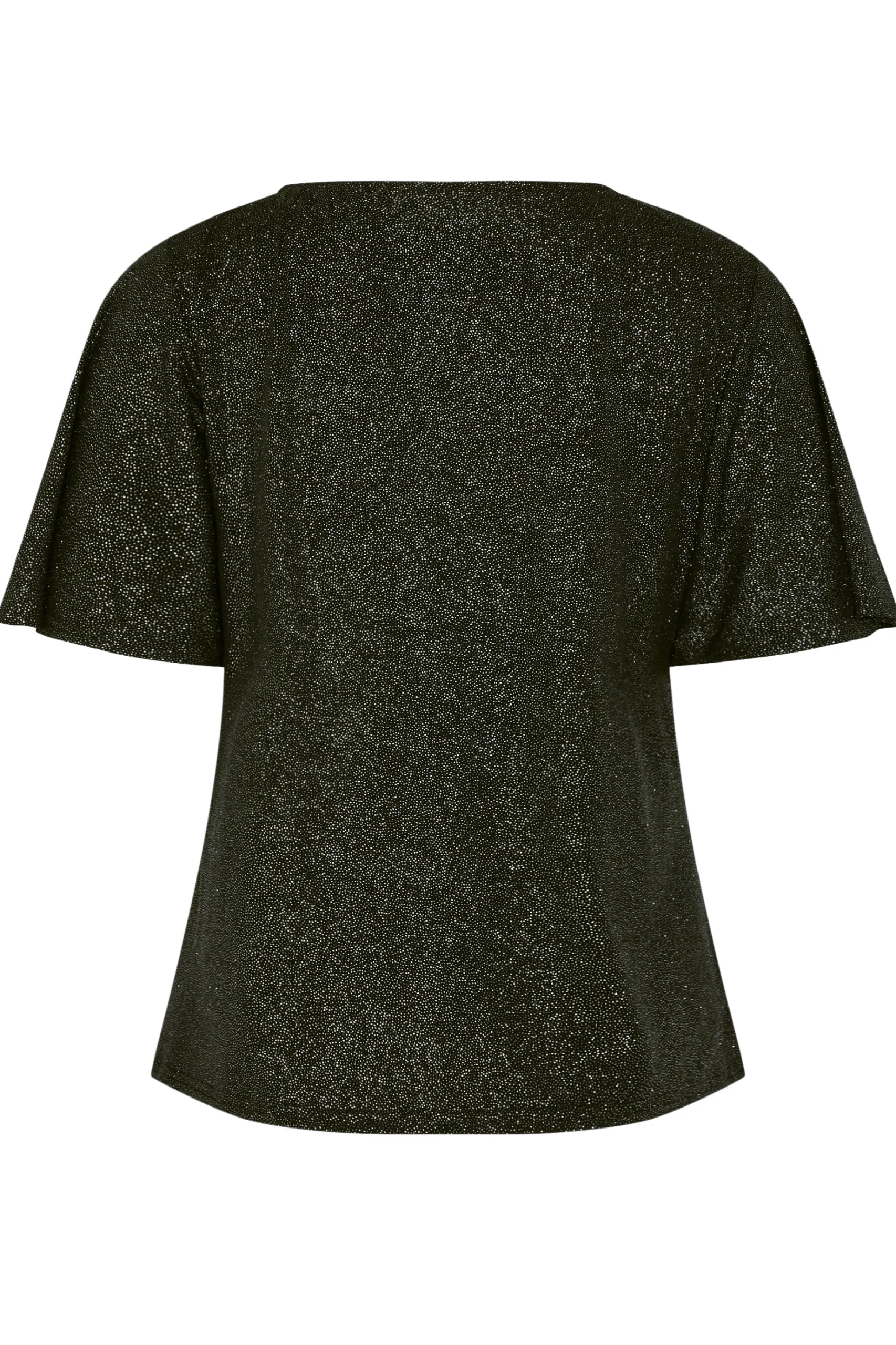 M&Co Womens M&Co Black Shimmer Angel Sleeve Wrap Top