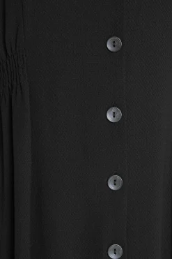 M&Co Womens M&Co Black Shirred Waist Button Through Midi Dress