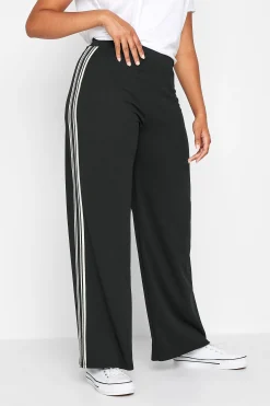 M&Co Womens M&Co Black Side Stripe Wide Leg Trousers