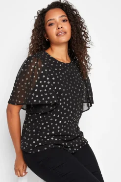 M&Co Womens M&Co Black Spot Print Blouse