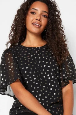 M&Co Womens M&Co Black Spot Print Blouse