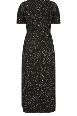 M&Co Womens M&Co Black Spot Print Shirred Waist Dress