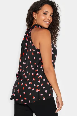 M&Co Womens M&Co Black Spot Print Halterneck Blouse