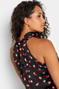 M&Co Womens M&Co Black Spot Print Halterneck Blouse