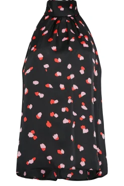 M&Co Womens M&Co Black Spot Print Halterneck Blouse
