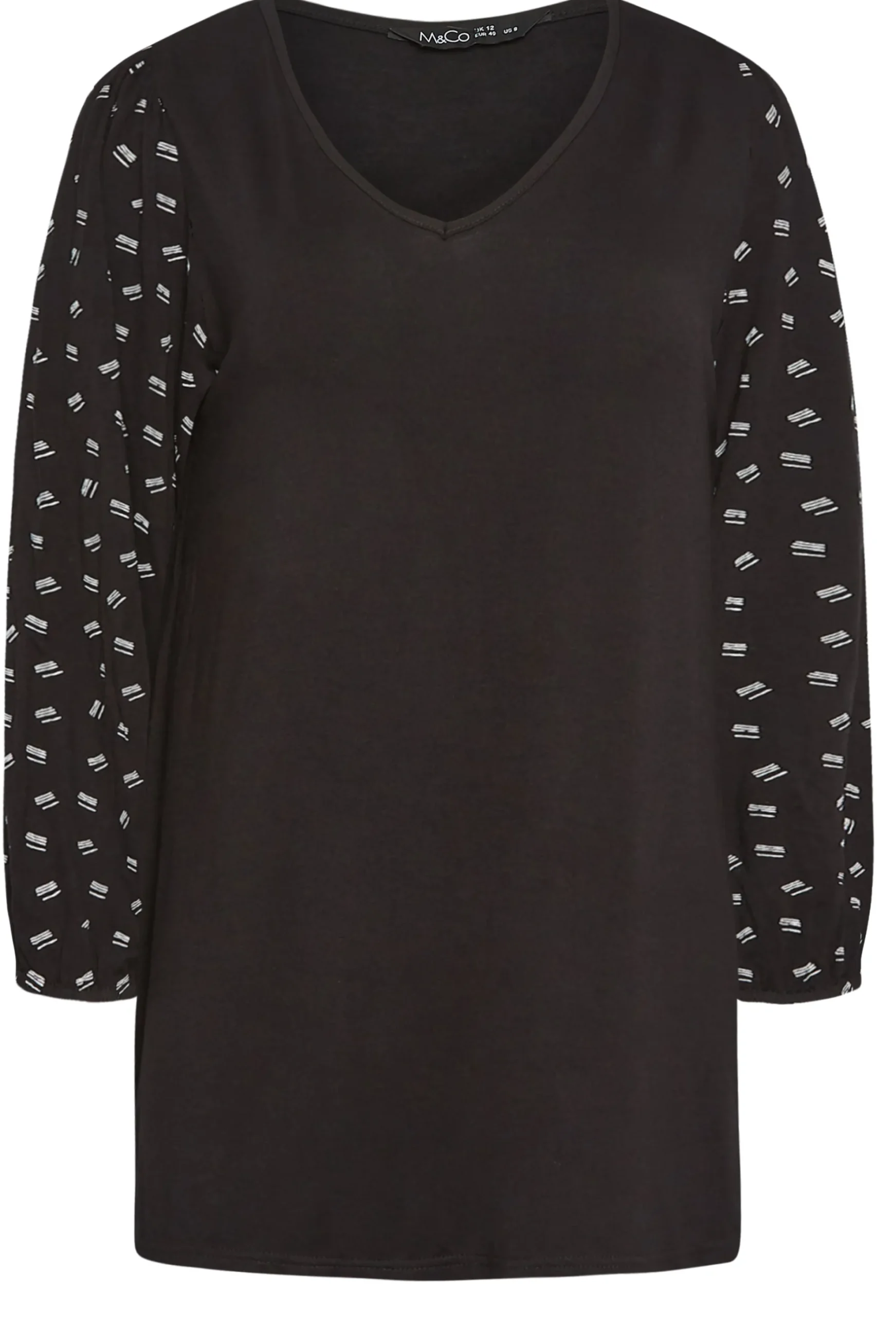 M&Co Womens M&Co Black Square Print Top