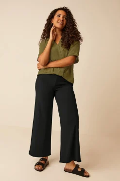 M&Co Womens M&Co Black Stretch Wide Leg Trousers