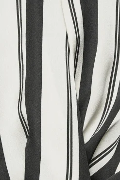 M&Co Womens M&Co Black Stripe Print Wrap Front Blouse
