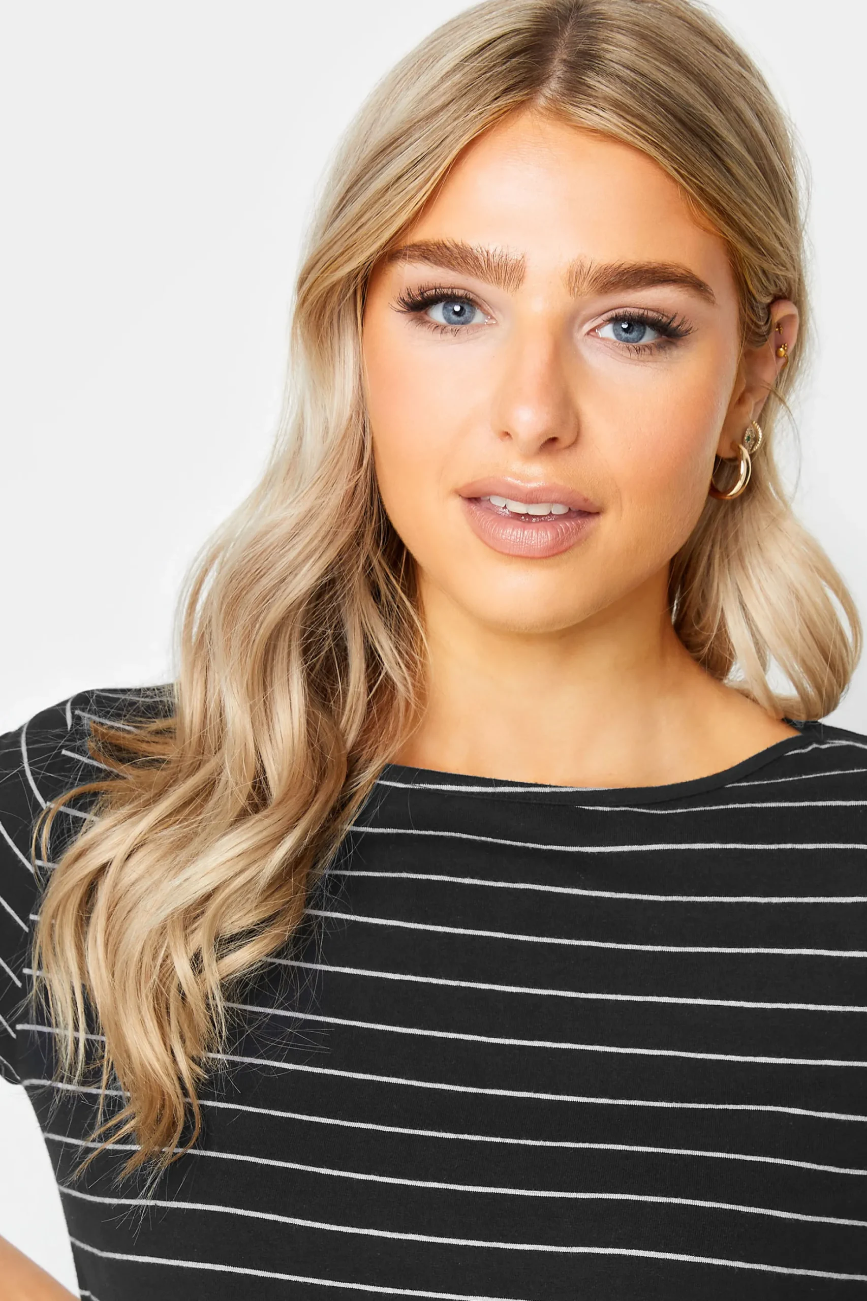 M&Co Womens M&Co Black Stripe Cotton Blend Top