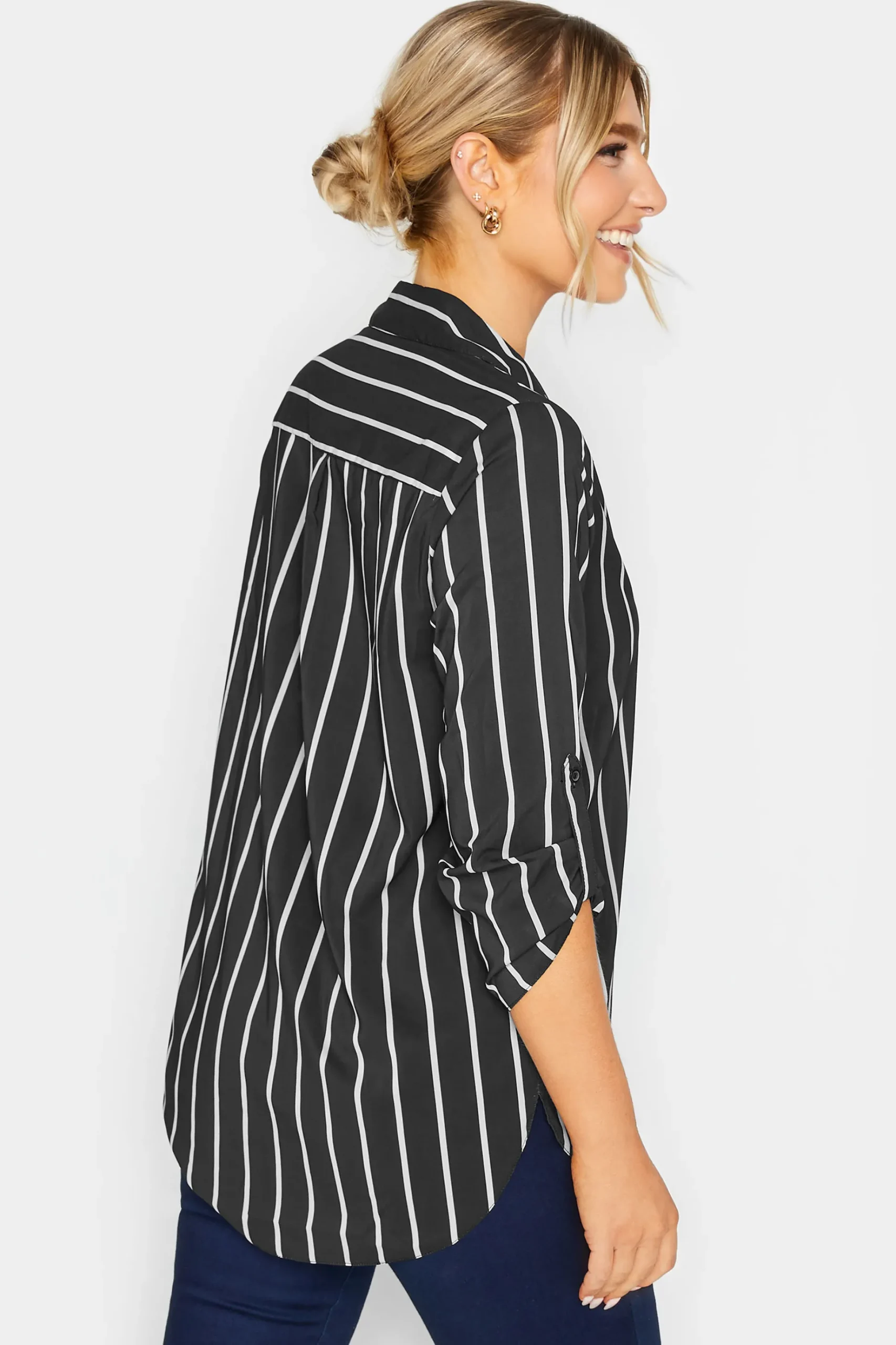 M&Co Womens M&Co Black Stripe Long Sleeve Shirt