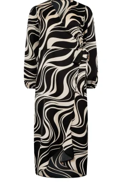 M&Co Womens M&Co Black Swirl Print Midi Wrap Dress