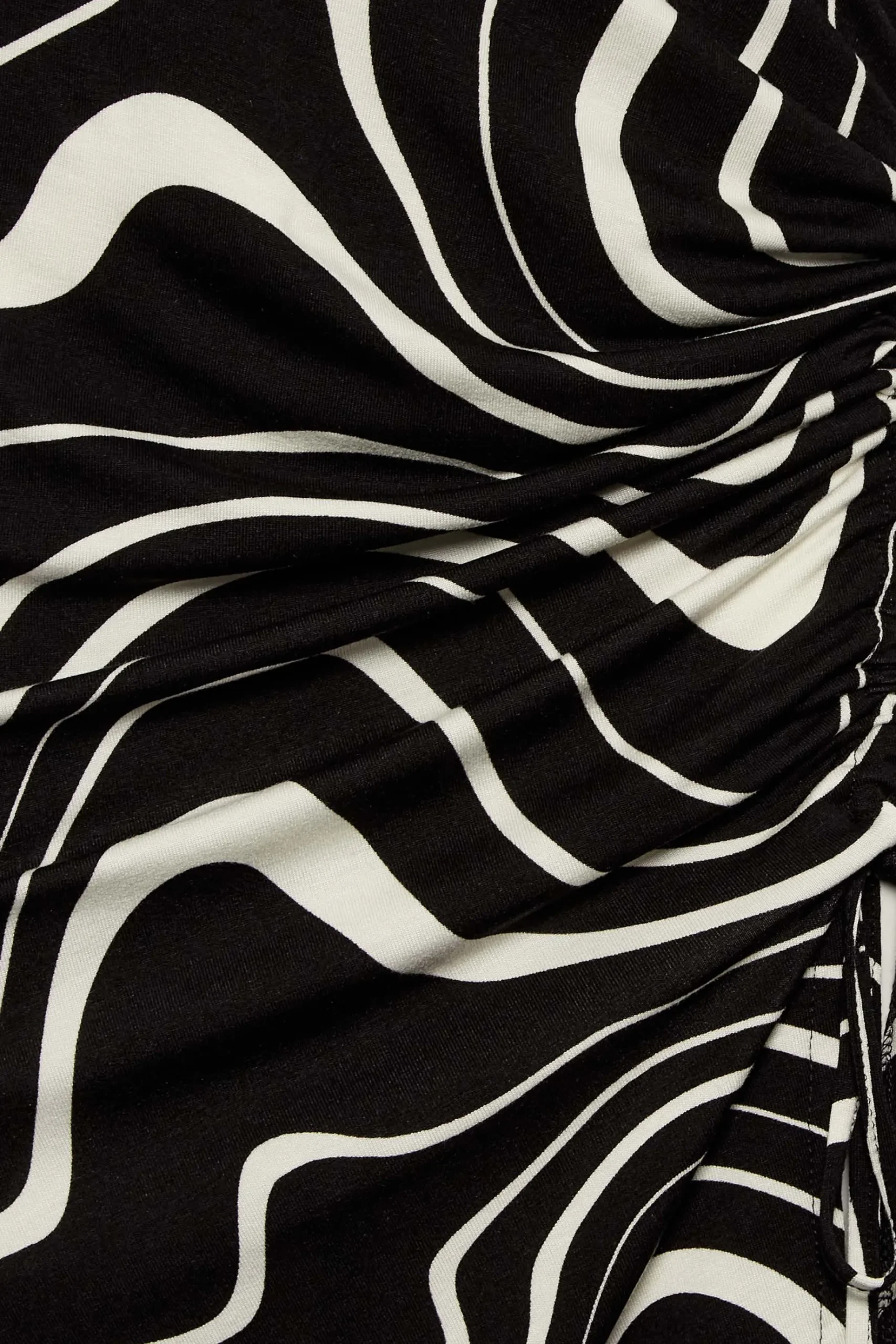 M&Co Womens M&Co Black Swirl Ruched Side Midi Dress