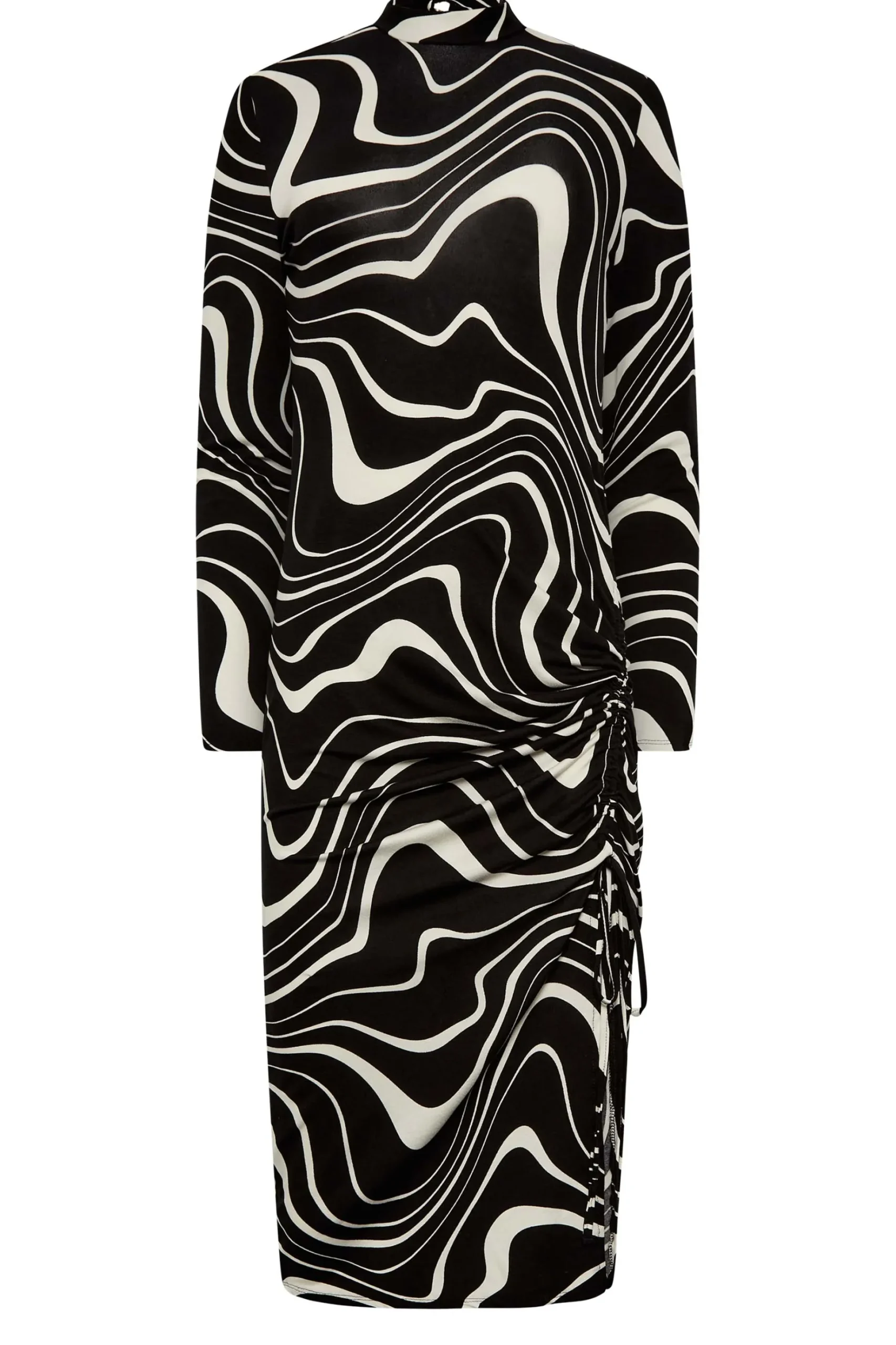 M&Co Womens M&Co Black Swirl Ruched Side Midi Dress