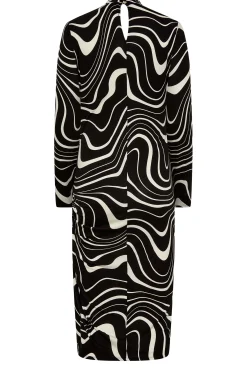 M&Co Womens M&Co Black Swirl Ruched Side Midi Dress