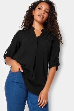 M&Co Womens M&Co Black Tab Sleeve Blouse