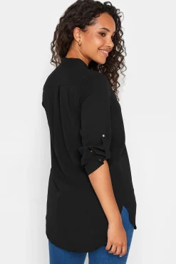 M&Co Womens M&Co Black Tab Sleeve Blouse