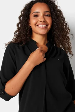 M&Co Womens M&Co Black Tab Sleeve Blouse