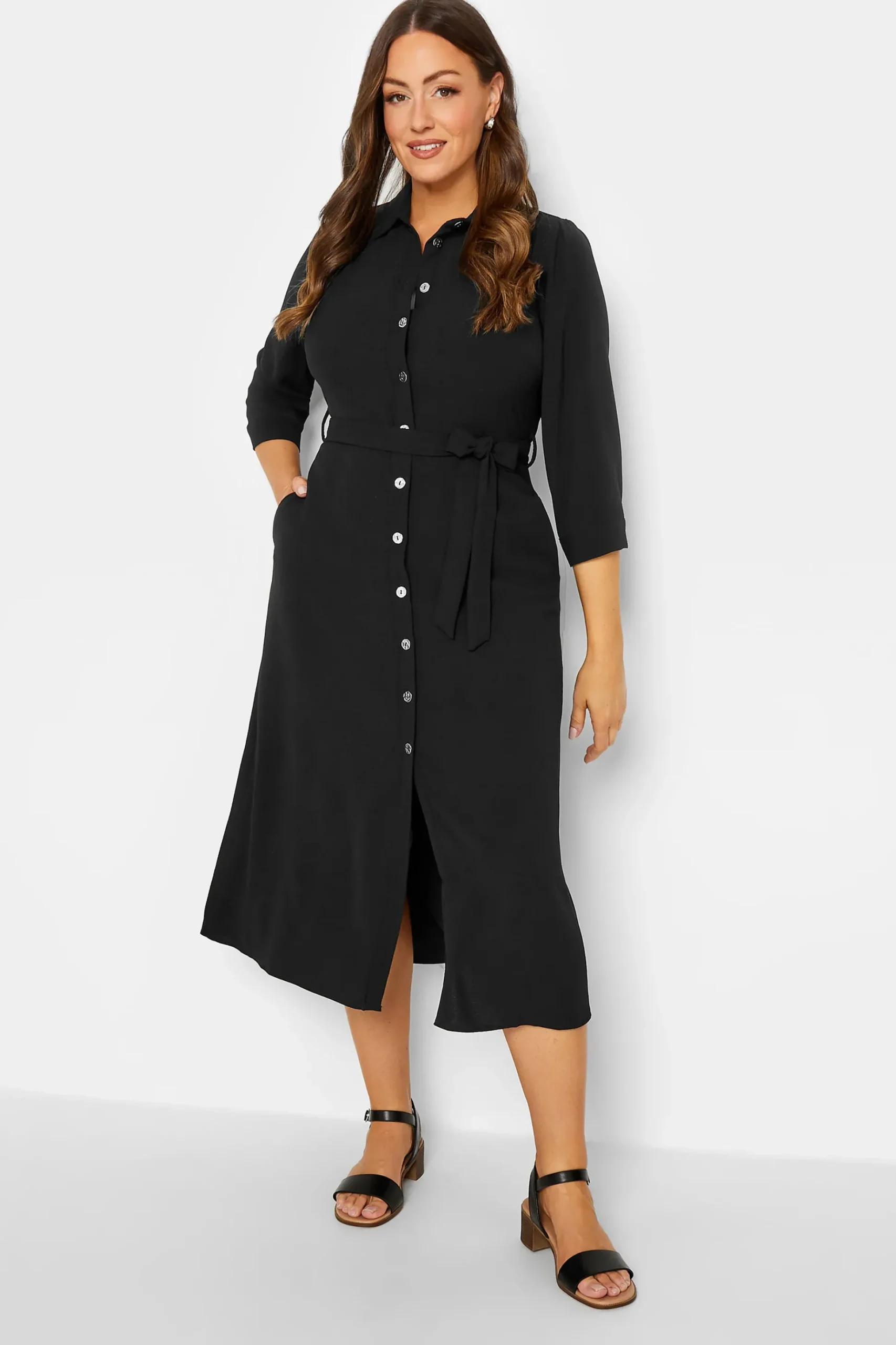 M&Co Womens M&Co Black Textured Black Shirt Dress