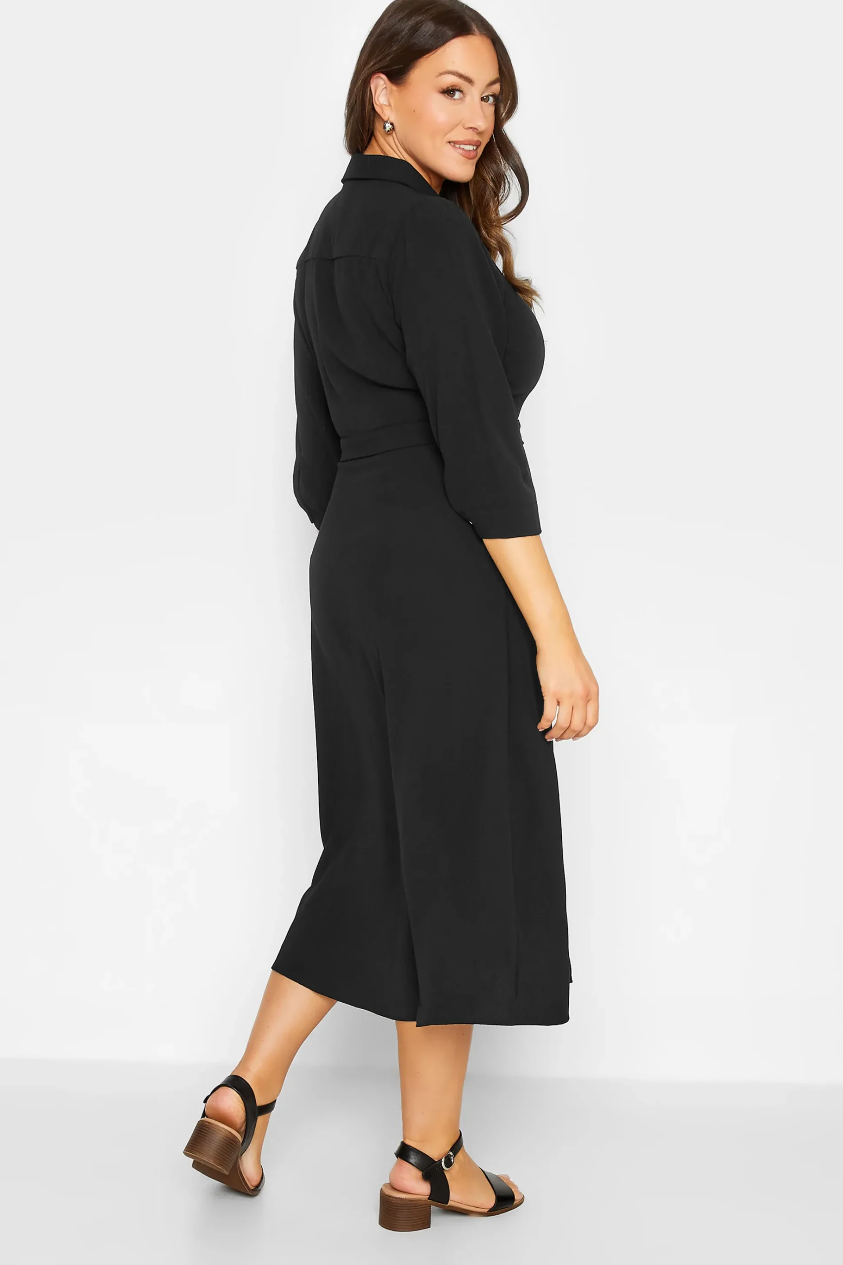 M&Co Womens M&Co Black Textured Black Shirt Dress