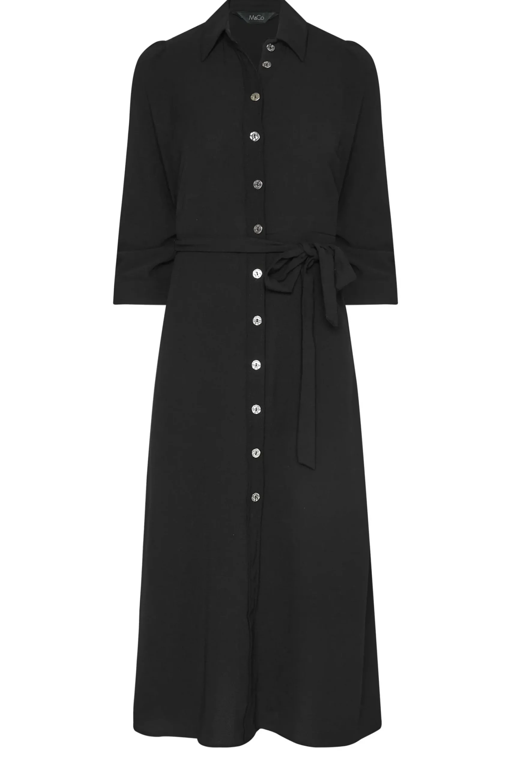 M&Co Womens M&Co Black Textured Black Shirt Dress