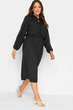 M&Co Womens M&Co Black Tie Neck Elasticated Waist Dress