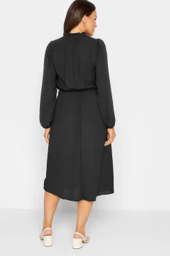 M&Co Womens M&Co Black Tie Neck Elasticated Waist Dress