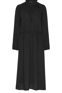 M&Co Womens M&Co Black Tie Neck Elasticated Waist Dress