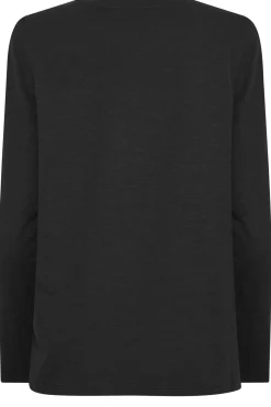 M&Co Womens M&Co Black V-Neck Long Sleeve Cotton Blend T-Shirt