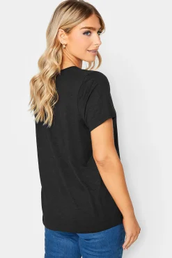 M&Co Womens M&Co Black V-Neck Cotton T-Shirt